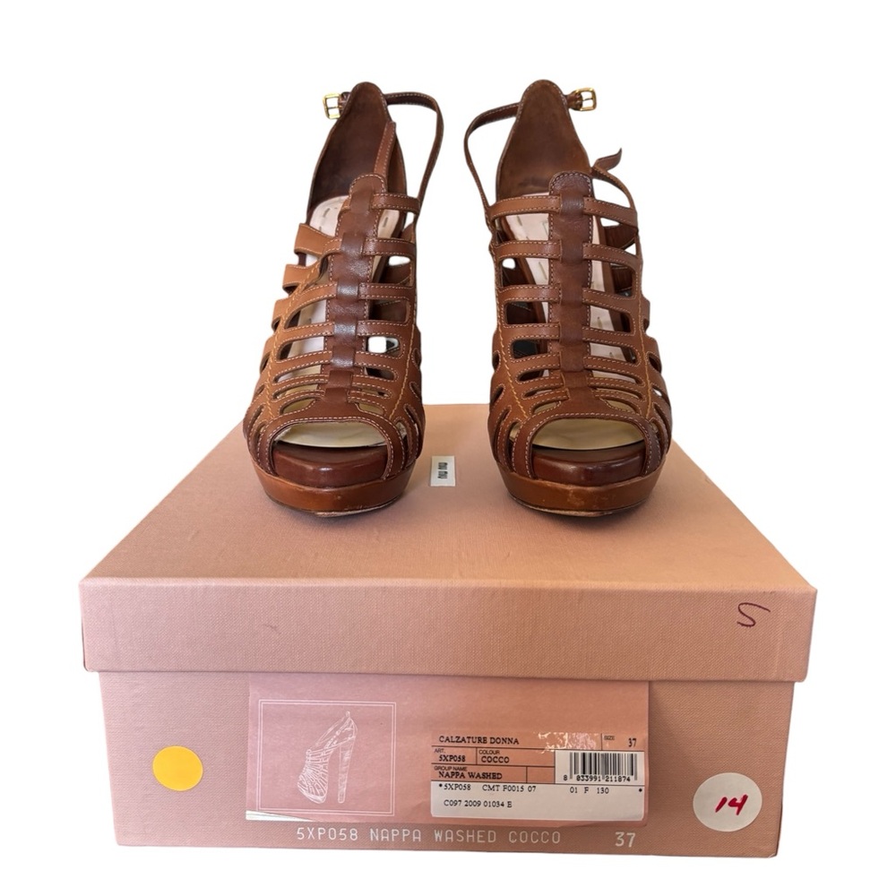 Miu Miu Brown Strappy Sandals Heel